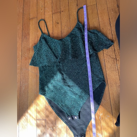 ZARA Sparkle Bodysuit size L ruffle top tank - Picture 6 of 6